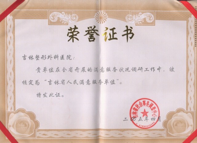 铭医32年,荣誉,长春好的整形医院
